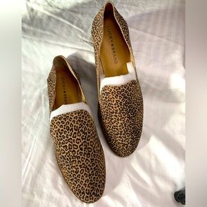 NWOT-Lucky Brand Womens Cahill Flats Slip On Brown Leopard Print Suede Size 8.5M